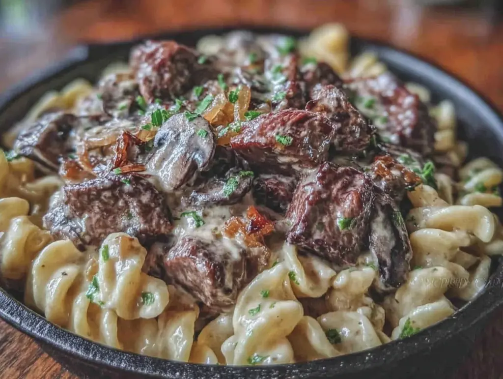 quick creamy two-person beef stroganoff skillet - featured image