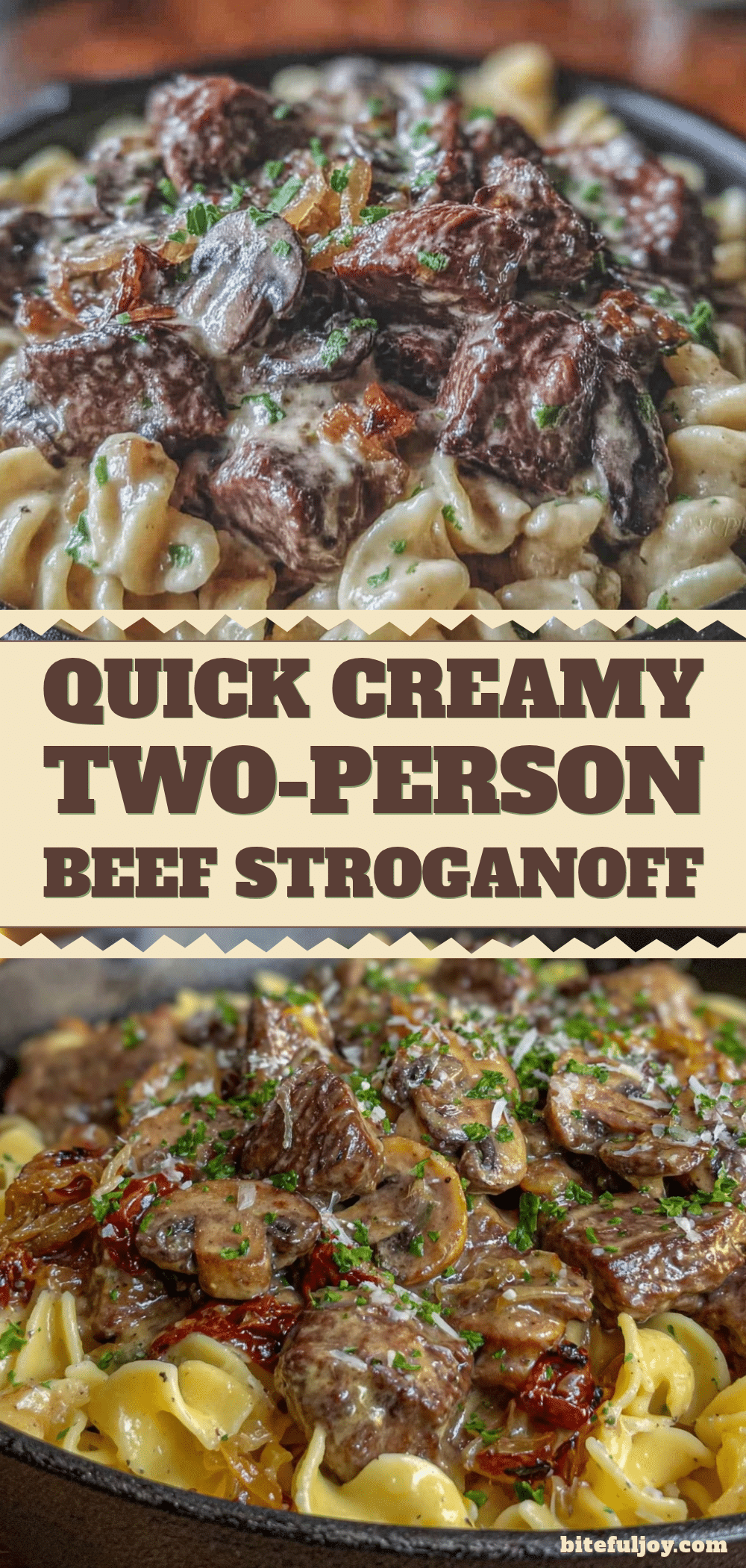quick creamy two-person beef stroganoff skillet recipe
