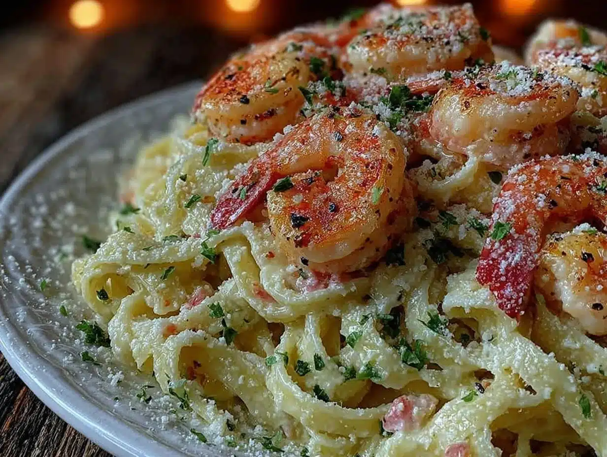 quick single serve shrimp alfredo pasta recipe preparation steps