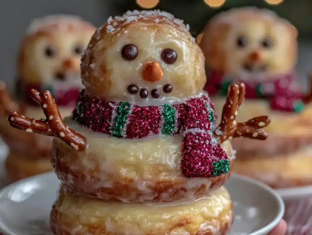 snowman donut stack recipe - featured image