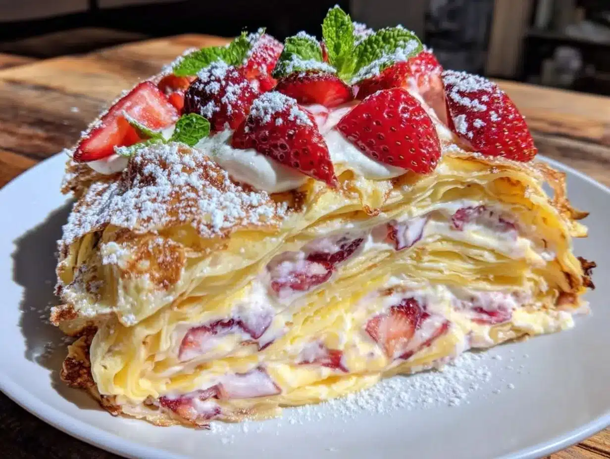 strawberry lemon crepe cake preparation steps