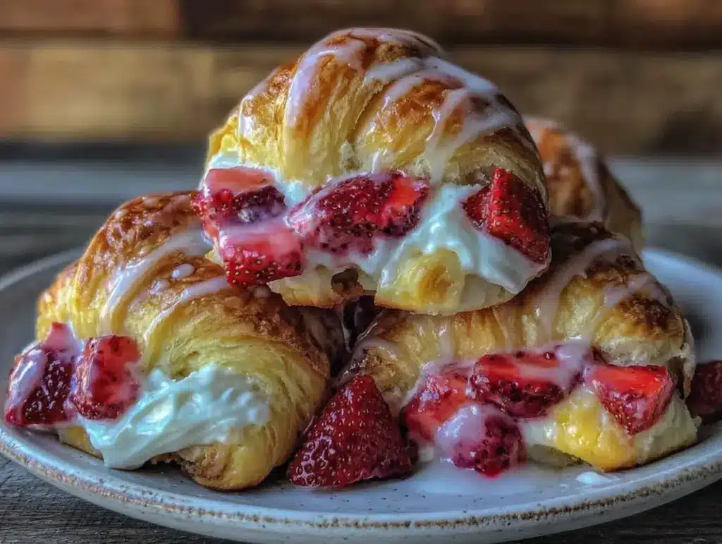 strawberry shortcake stuffed crescent rolls - featured image