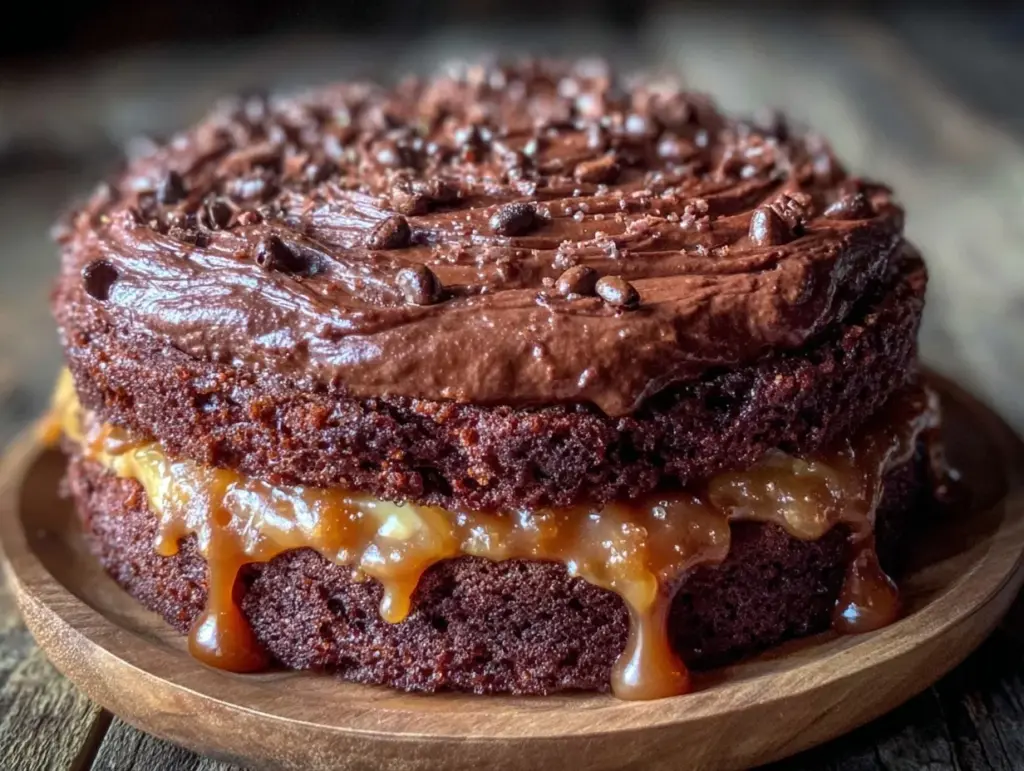 triple chocolate espresso layer cake - featured image