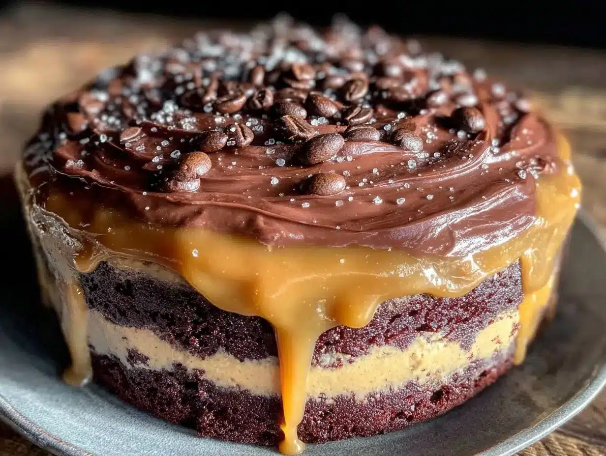 triple chocolate espresso layer cake preparation steps