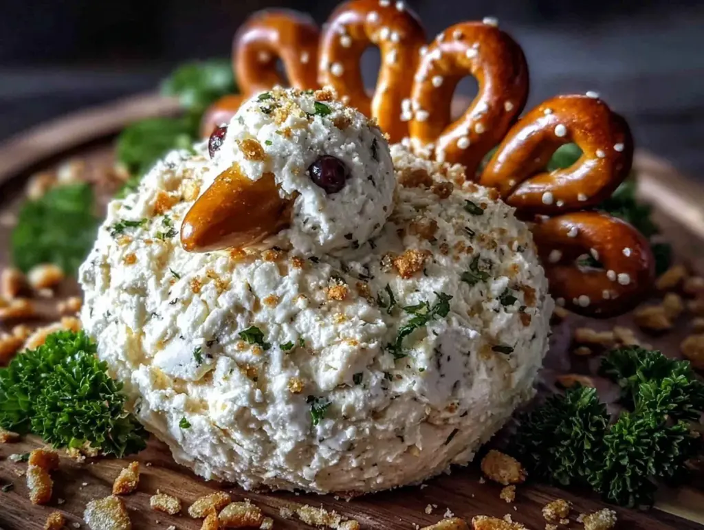 turkey shaped cheese ball - featured image