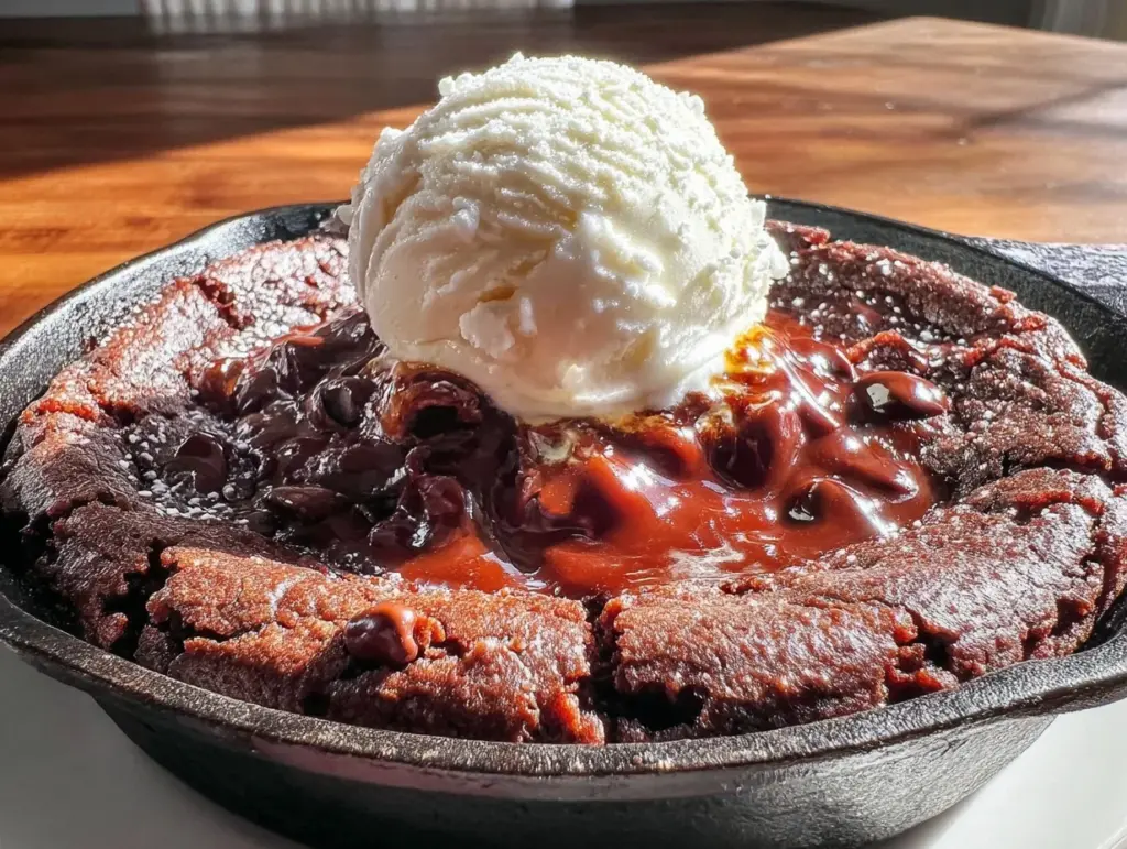 volcano chocolate lava cookie skillet - featured image