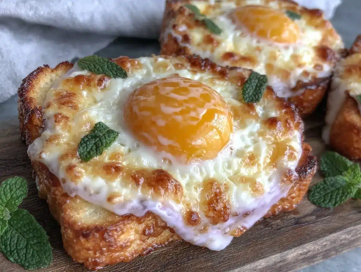 white chocolate mango fried egg toast preparation steps