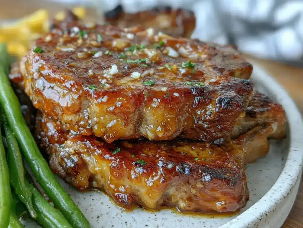 bourbon maple glazed pork chops - featured image