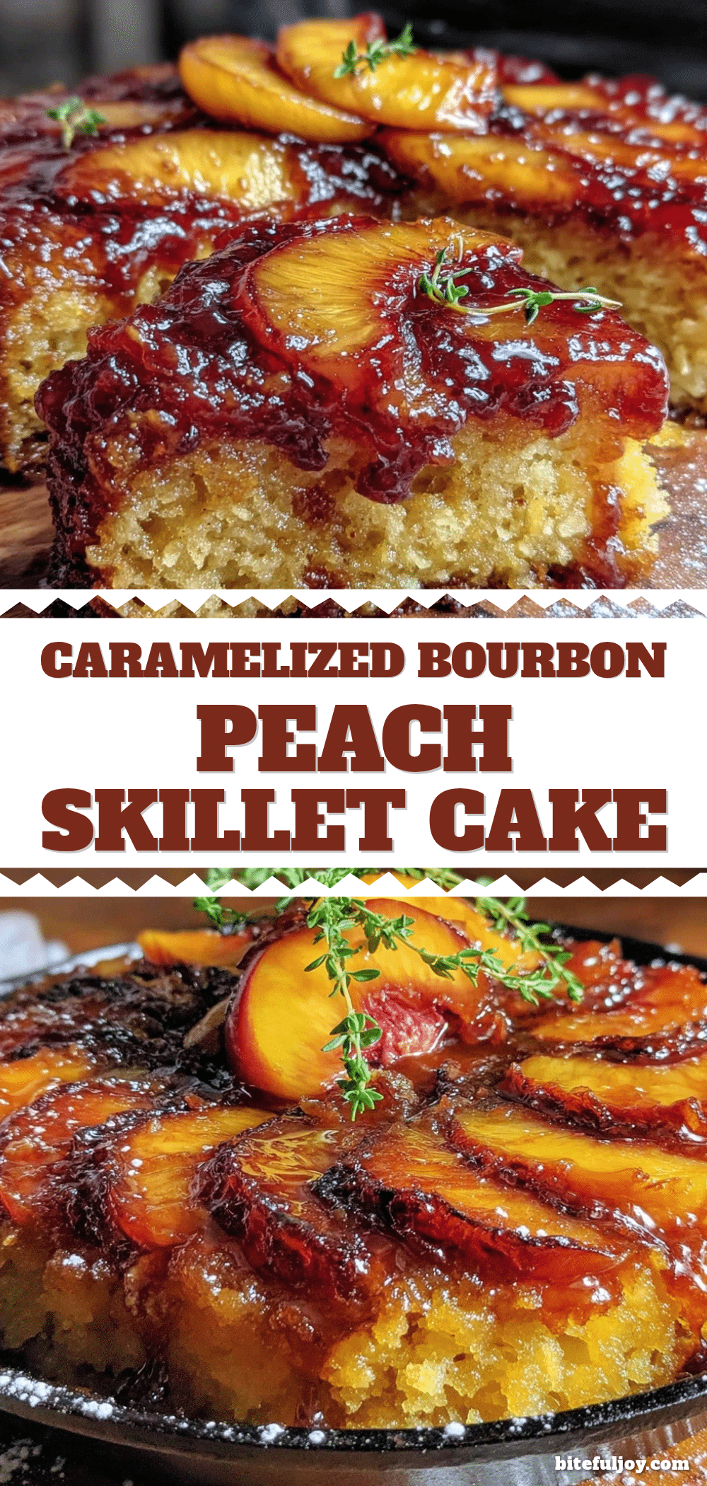 bourbon peach upside-down skillet cake recipe