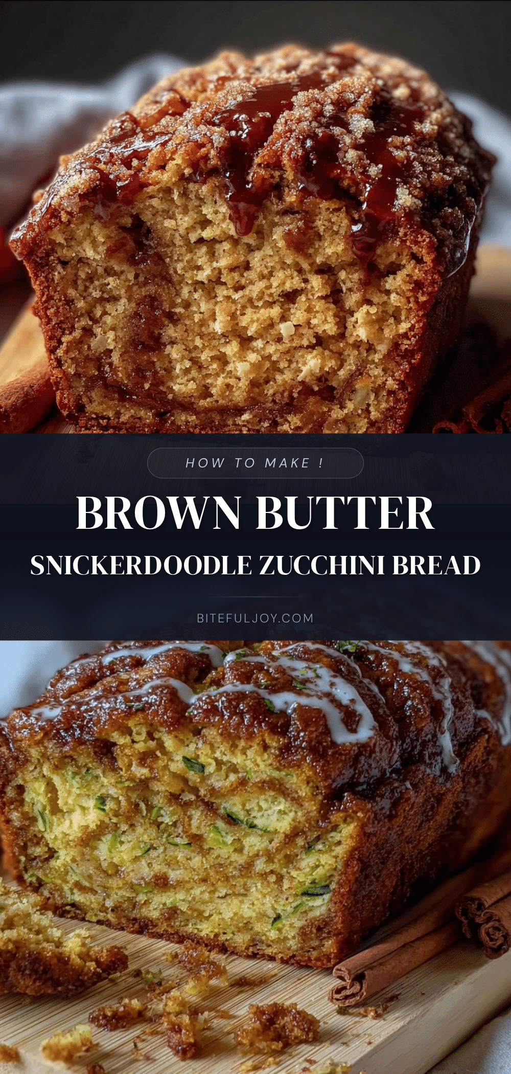brown butter snickerdoodle zucchini bread loaf recipe