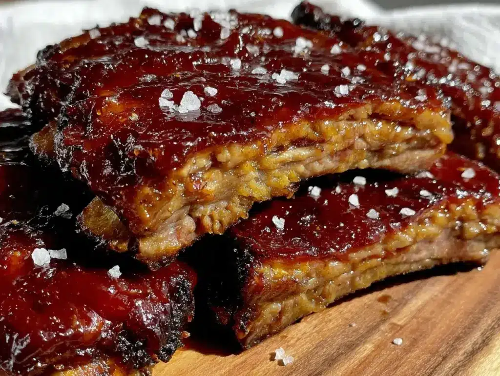 brown sugar bourbon glazed ribs - featured image