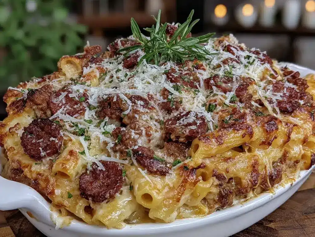 cheesy baked ziti with italian sausage - featured image