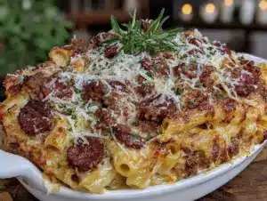 cheesy baked ziti with italian sausage - featured image