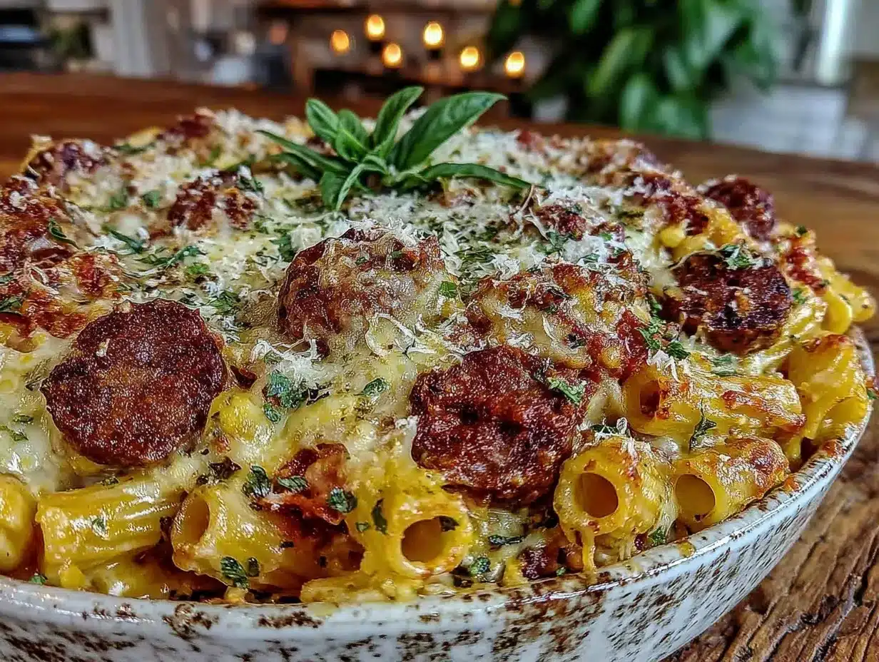 cheesy baked ziti with italian sausage preparation steps