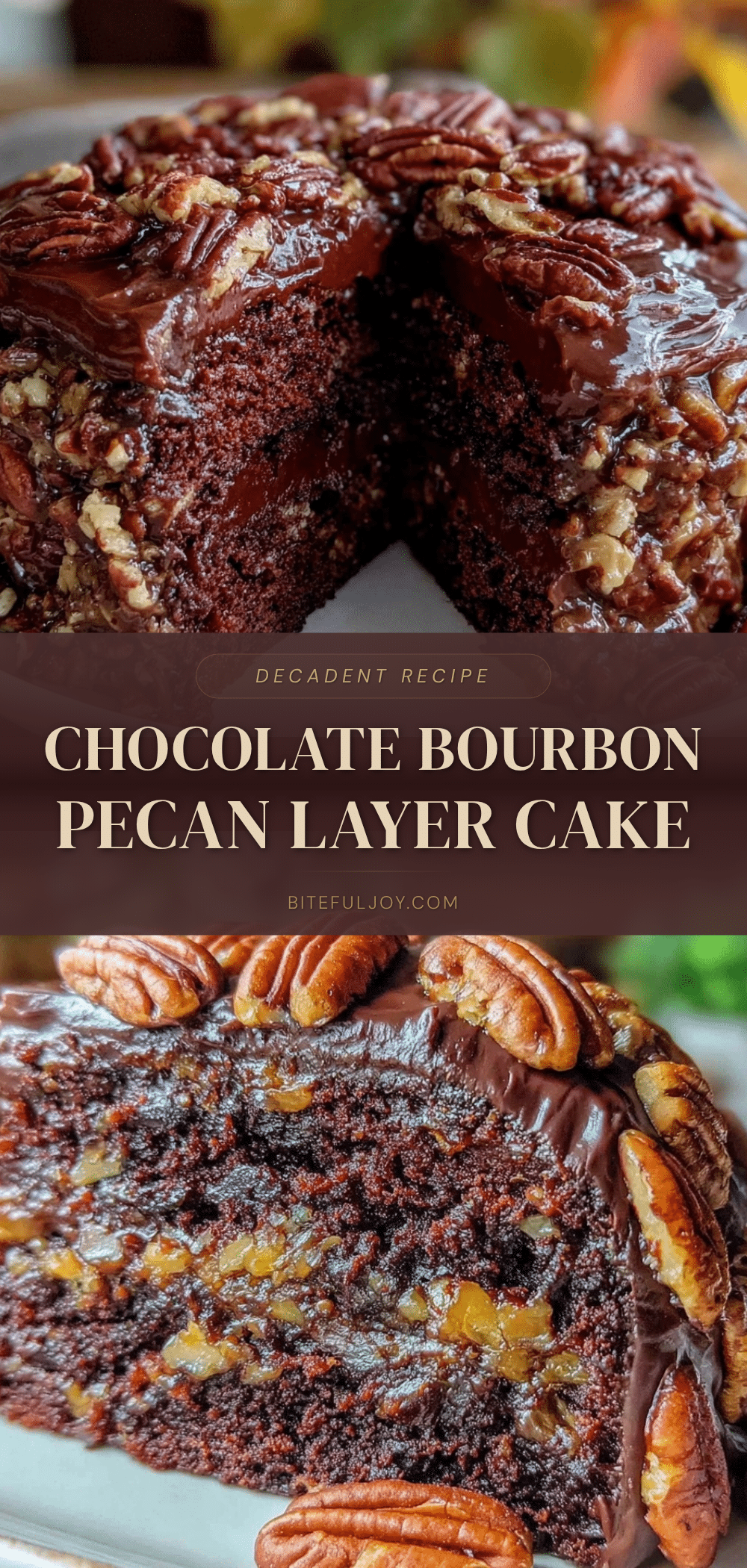 chocolate bourbon pecan layer cake recipe