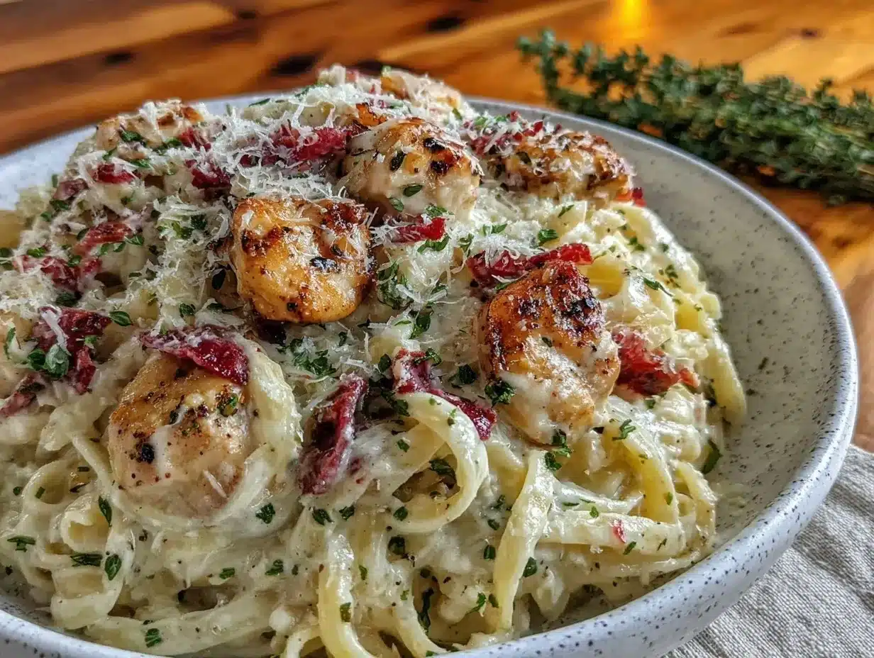 creamy garlic parmesan one-pot chicken pasta preparation steps