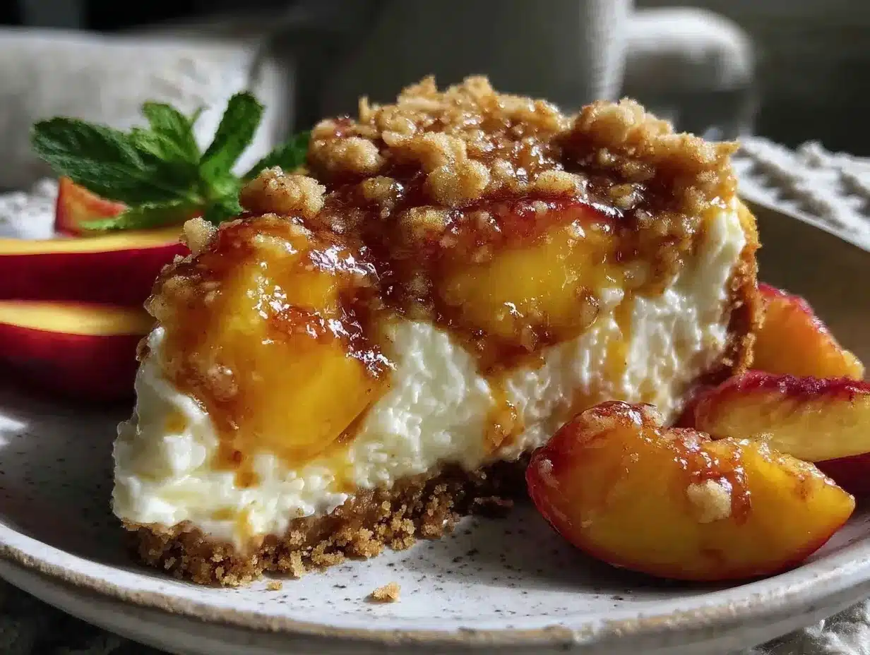 creamy peach cobbler cheesecake preparation steps