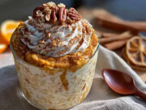 creamy pumpkin spice overnight oats - featured image