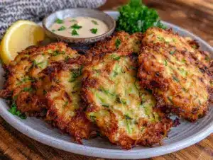 crispy parmesan zucchini fritters - featured image