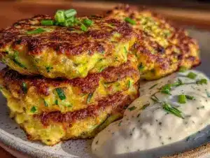 crispy zucchini fritters - featured image