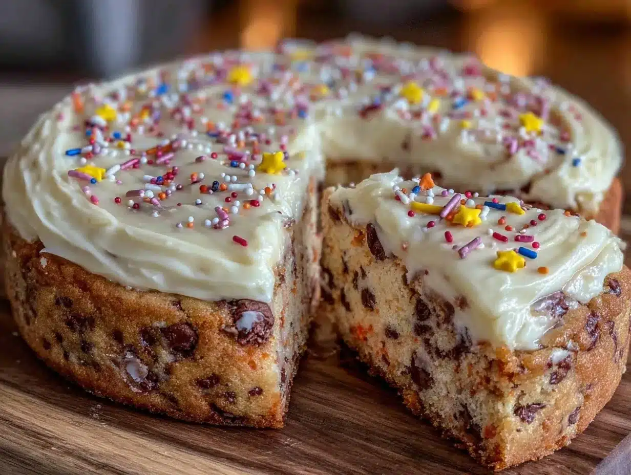 easy back-to-school cookie cake with frosting preparation steps