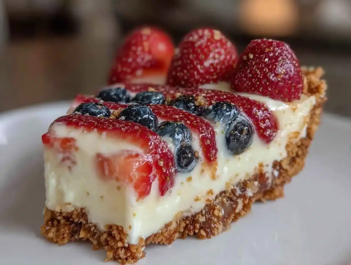 easy no bake flag pudding pie - featured image
