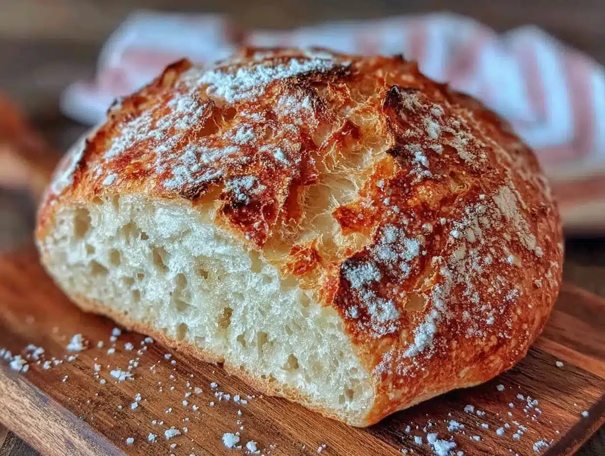 easy no-knead artisan bread loaf preparation steps
