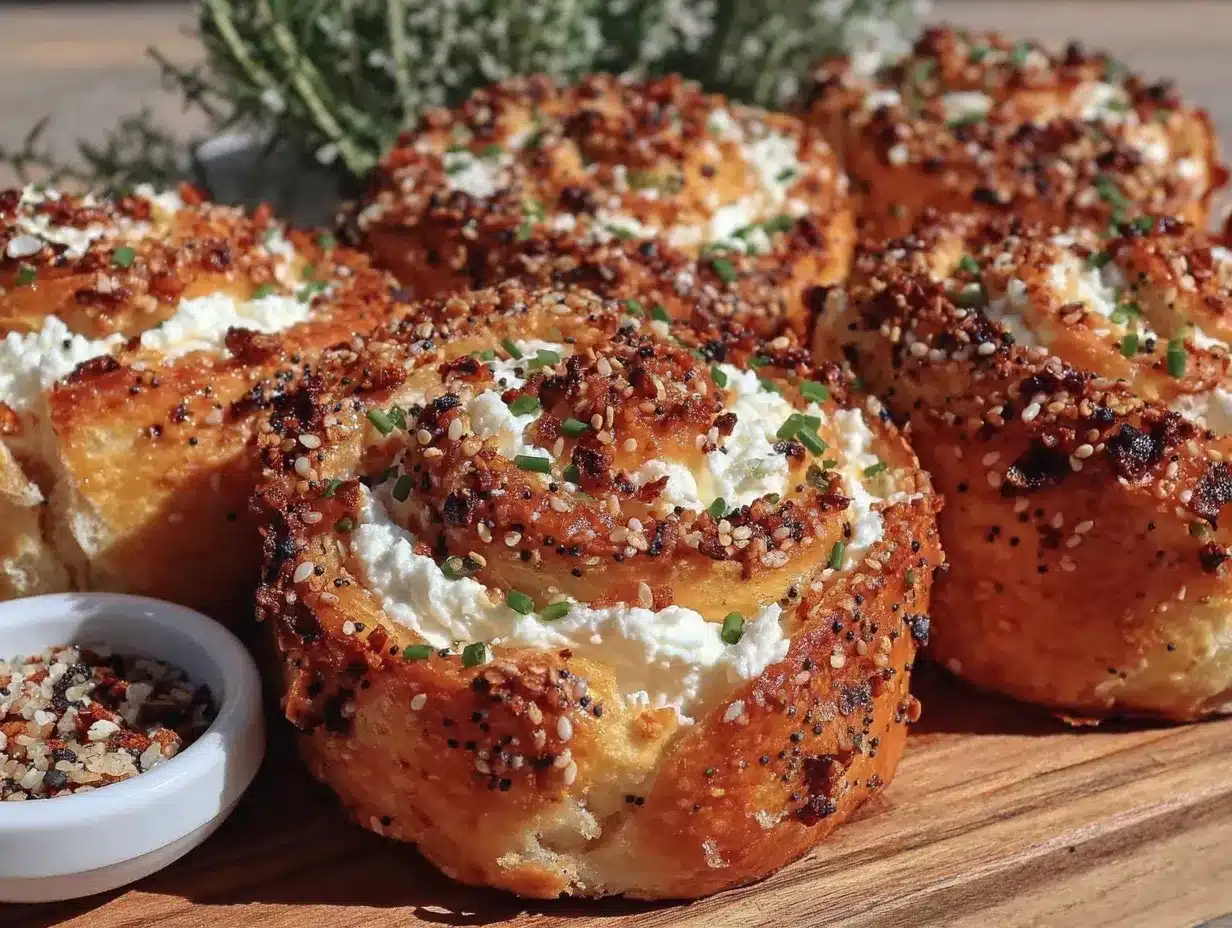 everything bagel cream cheese pinwheels preparation steps
