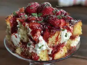 firecracker strawberry shortcake trifle dessert - featured image