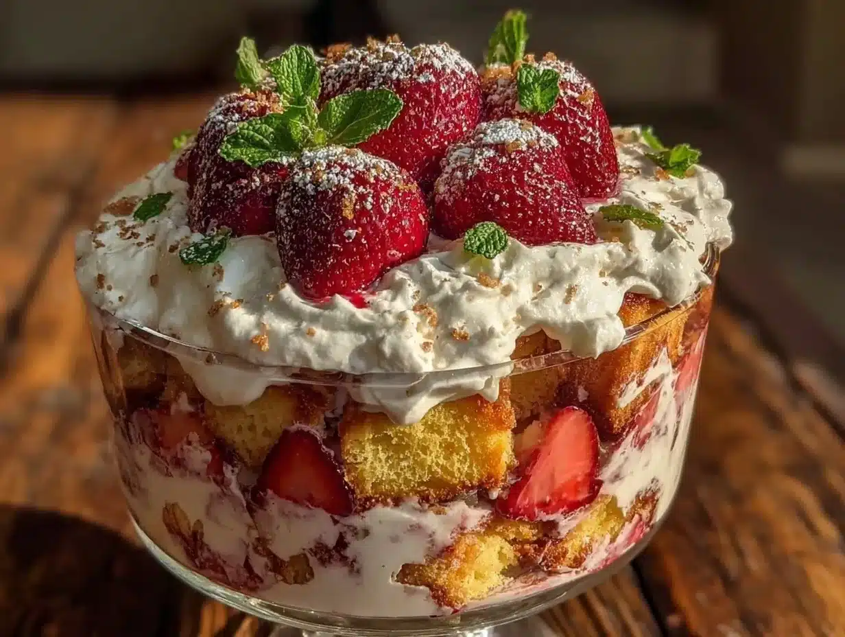 firecracker strawberry shortcake trifle dessert preparation steps