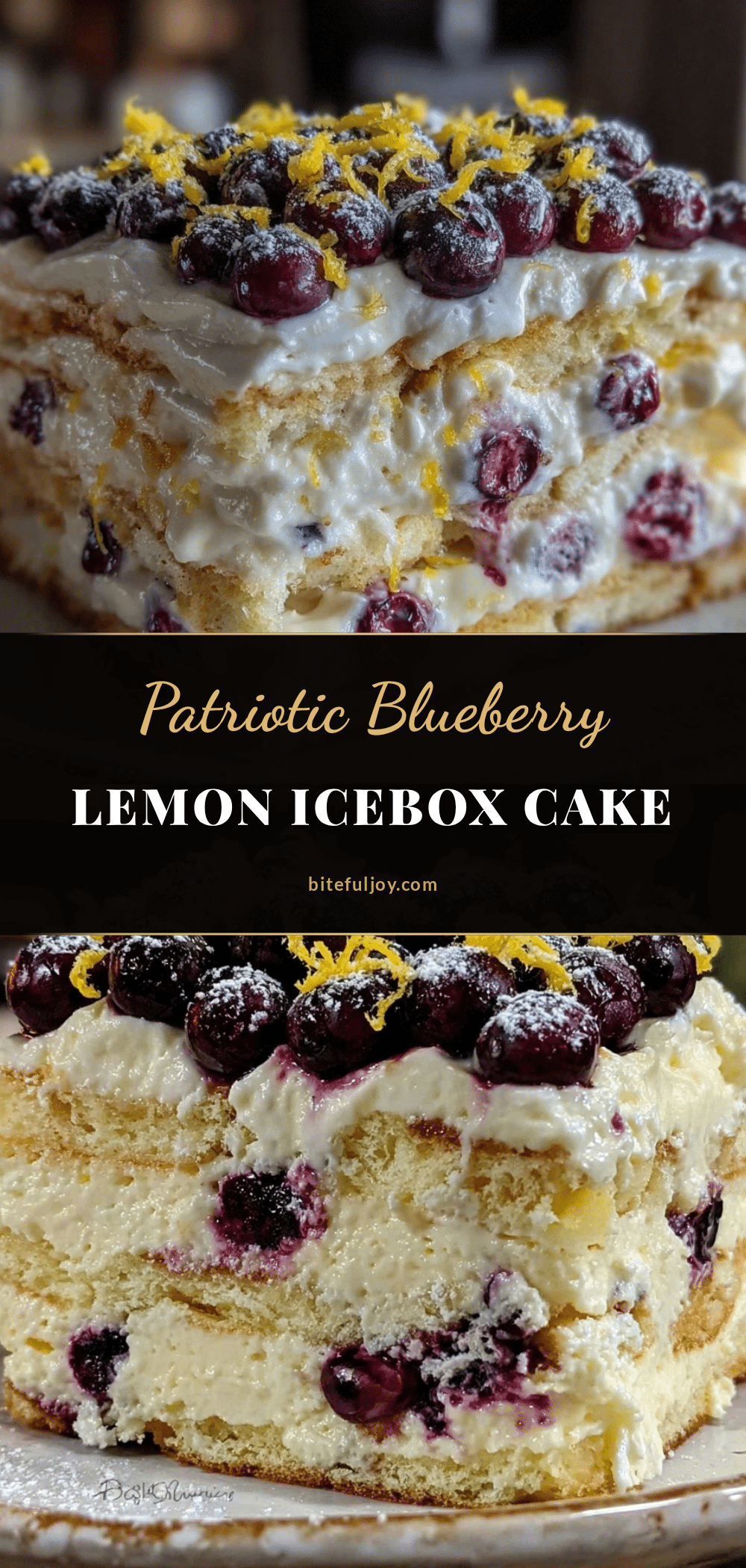 Fluffy Star-Spangled Blueberry Lemon Icebox Cake recipe