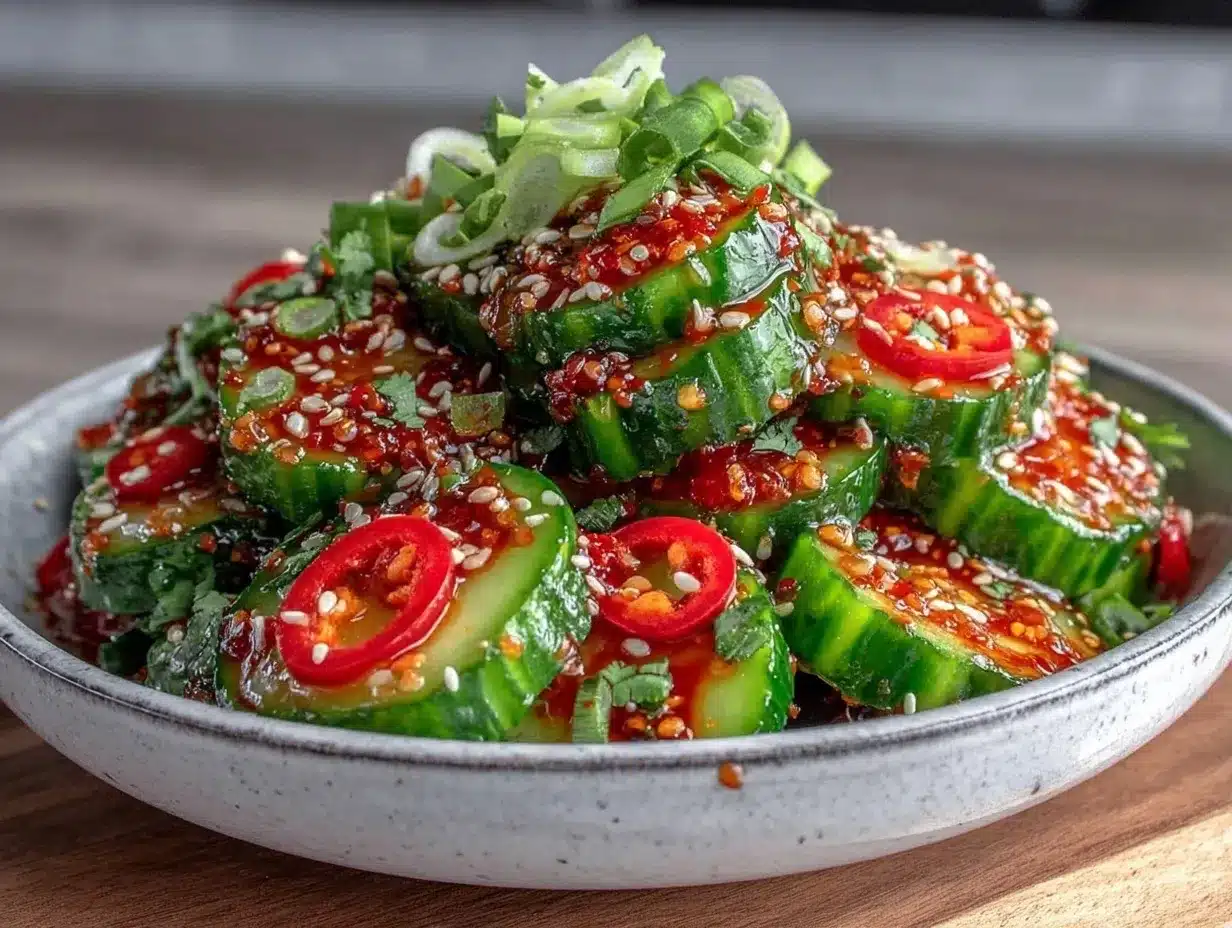 fresh asian sesame cucumber salad preparation steps