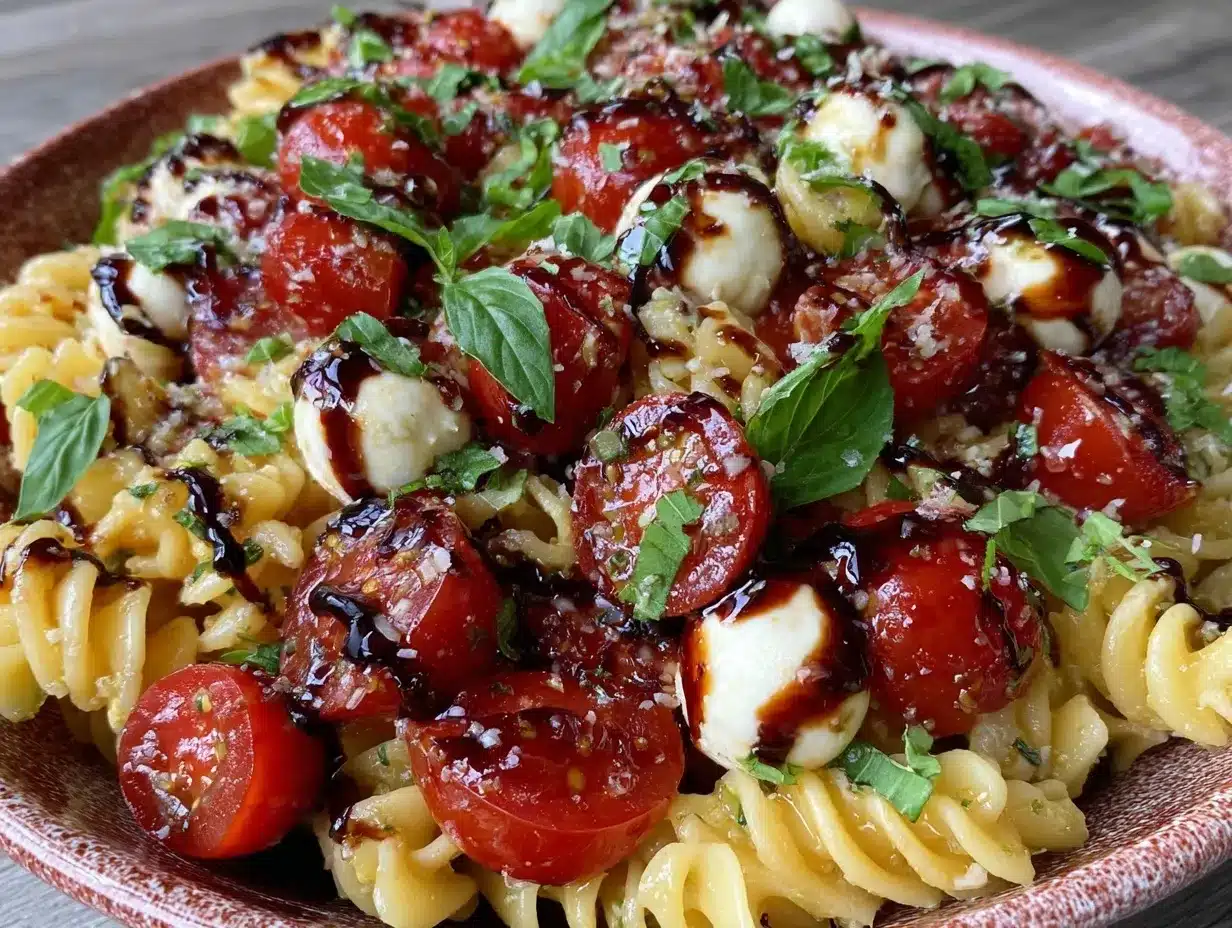 Fresh Caprese Pasta Salad preparation steps