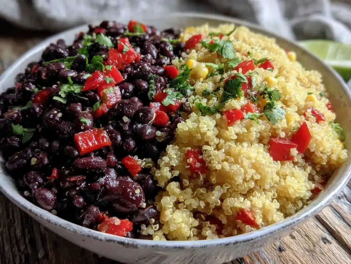 fresh charred corn and black bean quinoa salad preparation steps