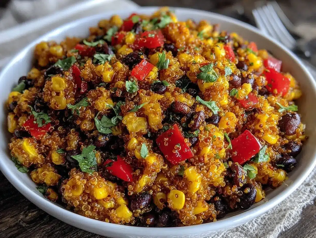 fresh charred corn and black bean quinoa salad - featured image