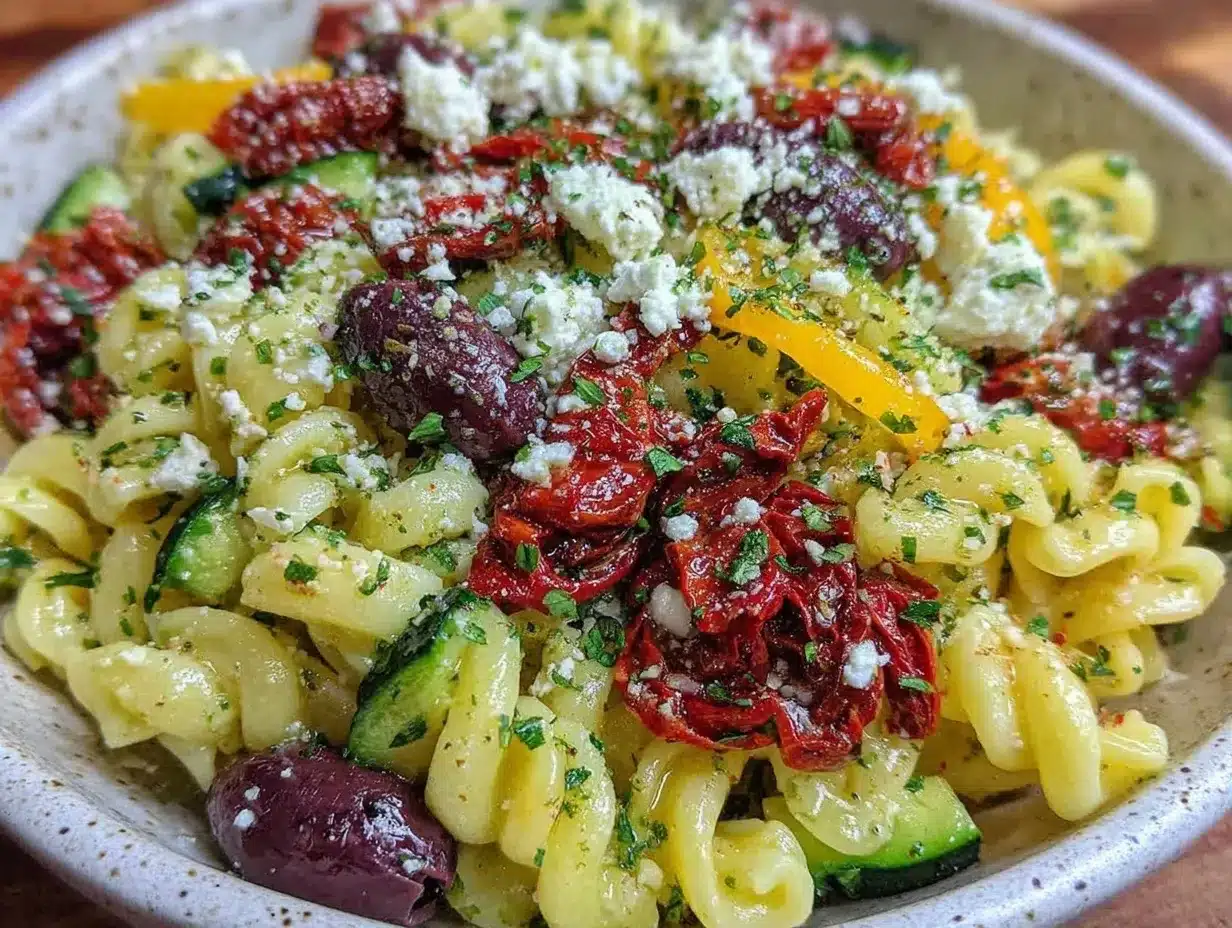 fresh greek pasta salad preparation steps