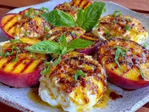 Fresh Grilled Peach and Burrata Salad - featured image