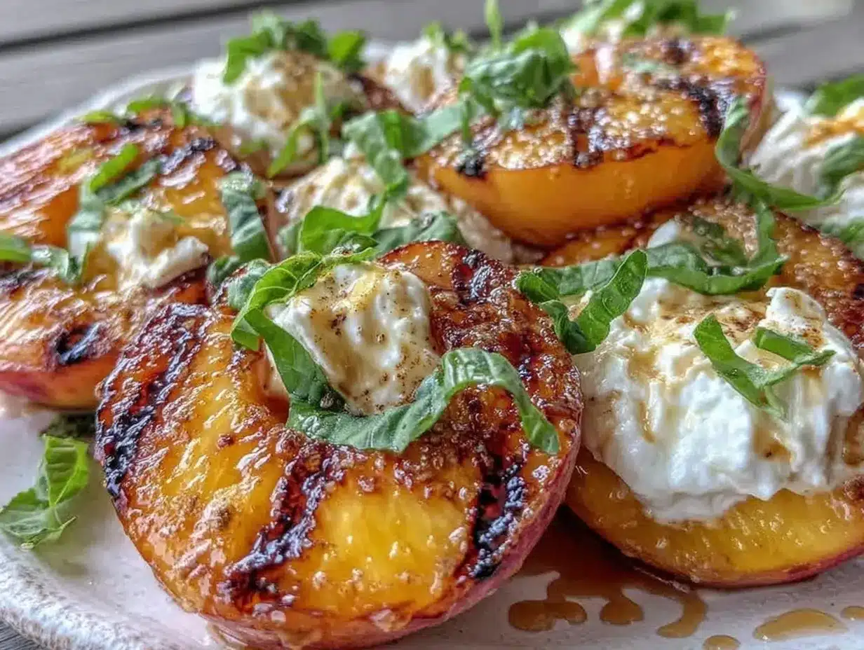 Fresh Grilled Peach and Burrata Salad preparation steps