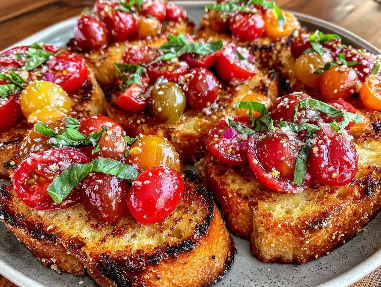 fresh heirloom tomato basil bruschetta preparation steps