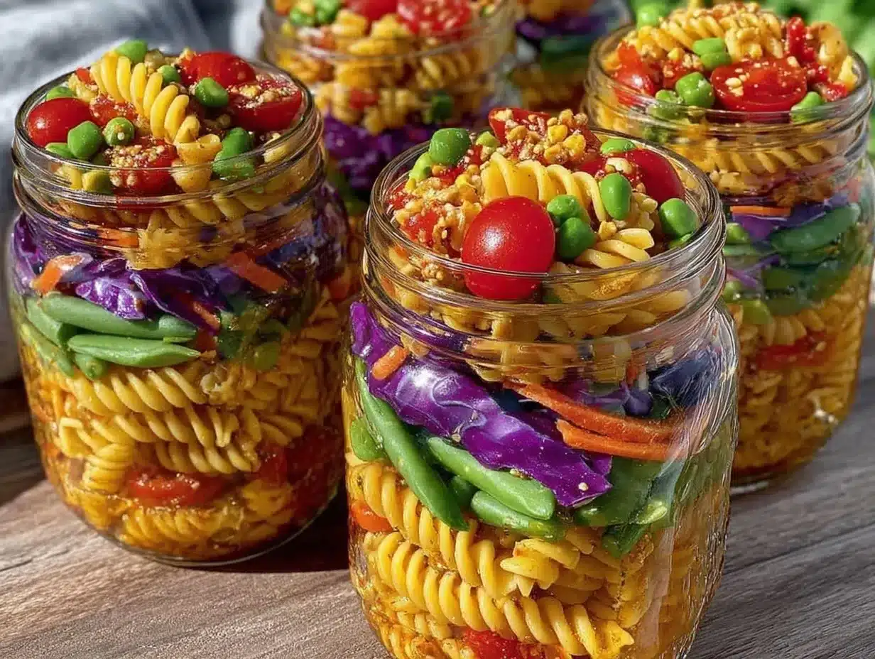 fresh rainbow veggie pasta salad preparation steps