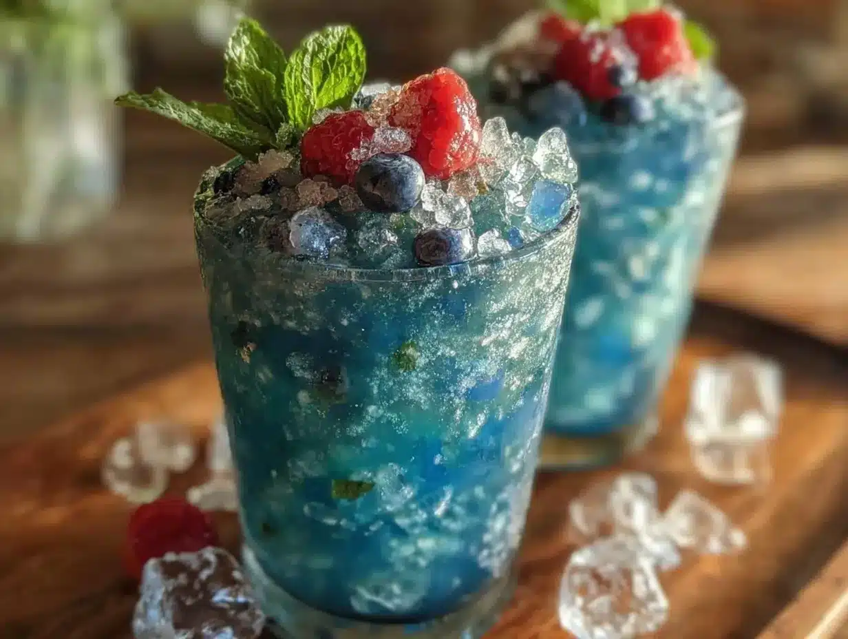 frosty boozy blue raspberry slushies preparation steps
