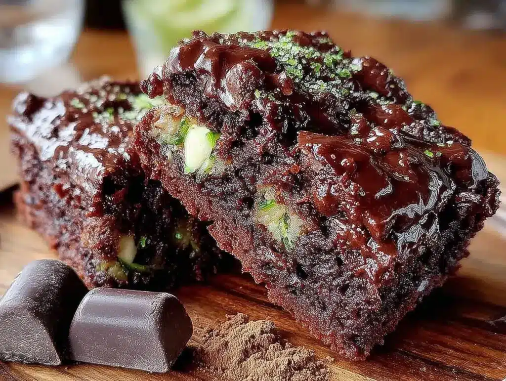fudgy triple chocolate zucchini brownies - featured image