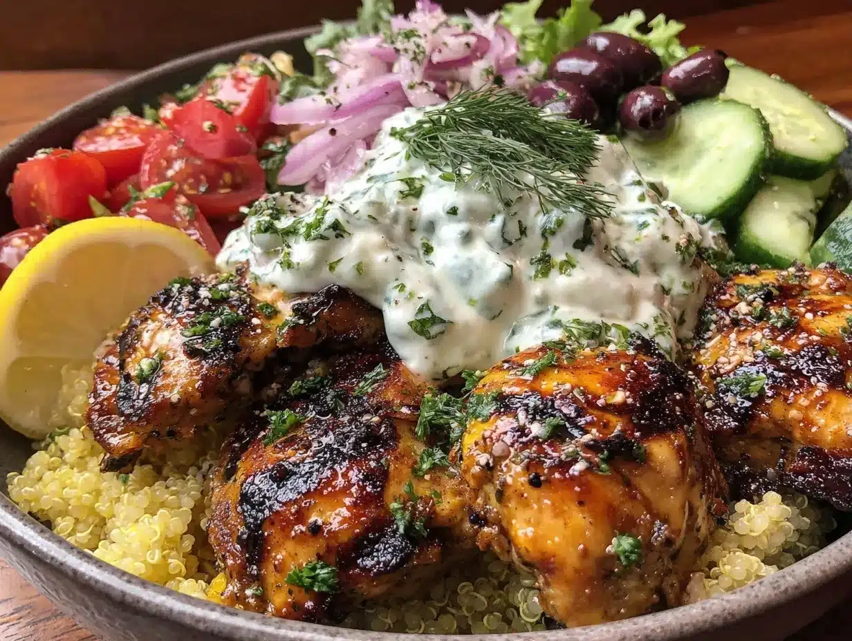 Greek chicken bowl preparation steps