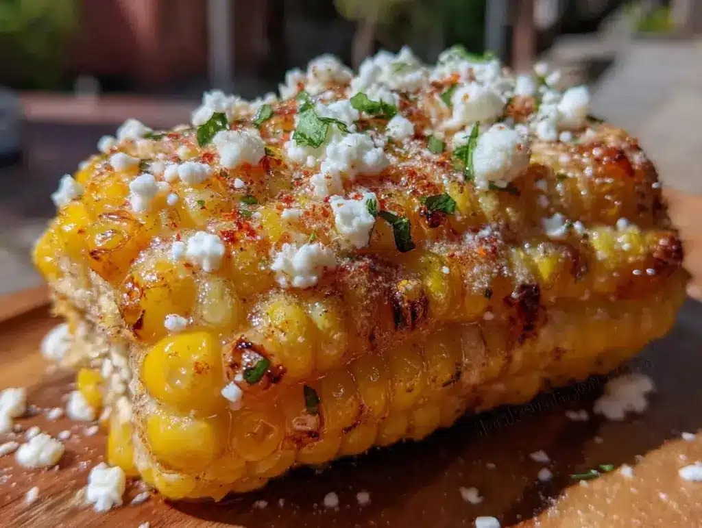 grilled corn with chili-lime butter and Cotija cheese - featured image