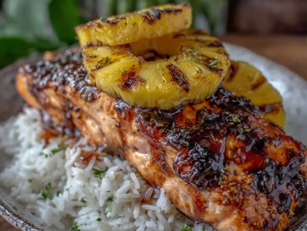 grilled pineapple teriyaki salmon - featured image