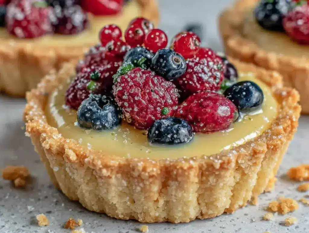 mixed berry lemon curd tart - featured image