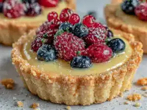 mixed berry lemon curd tart - featured image