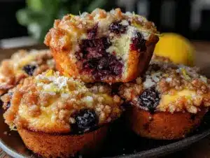 moist lemon blueberry zucchini muffins - featured image