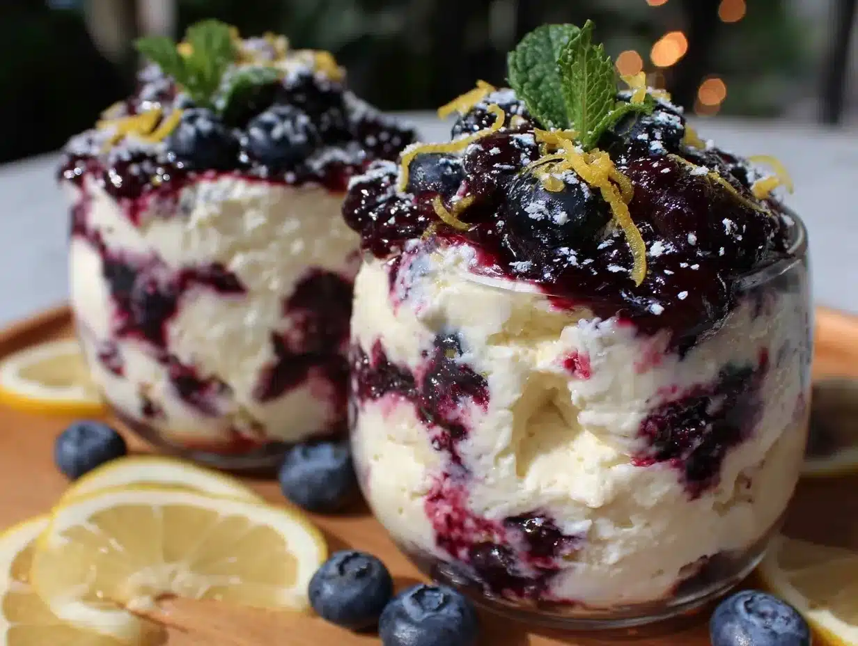 no bake lemon blueberry cheesecake cups preparation steps