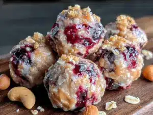 no bake peanut butter jelly energy bites - featured image